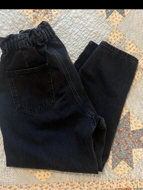 Zara High Rise Black Women's Jeans Size 6 elastic paper bag waist